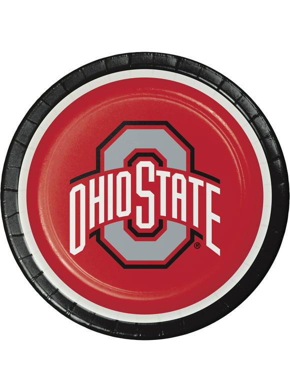 Ohio State University Round Paper Plates 24 Count for 24 Guests