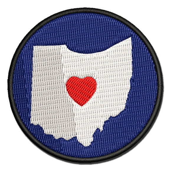 Ohio State with Heart Applique Multi-Color Embroidered Iron-On Patch - 2.0 Inch Mini