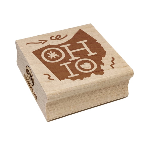 Ohio State with Text Swirls Square Rubber Stamp Stamping Scrapbooking Crafting - Medium 1.75in