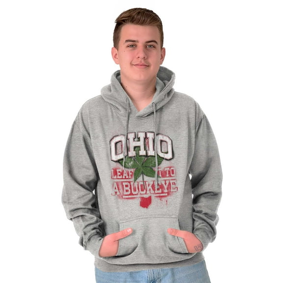 Ohio Stenciled Buckeye Leaf OH Cool Hoodie Sweatshirt Women Men Brisco Brands S