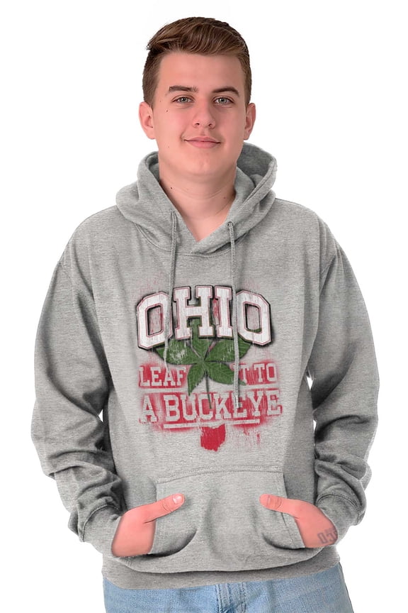Ohio Stenciled Buckeye Leaf OH Cool Hoodie Sweatshirt Women Men Brisco Brands S