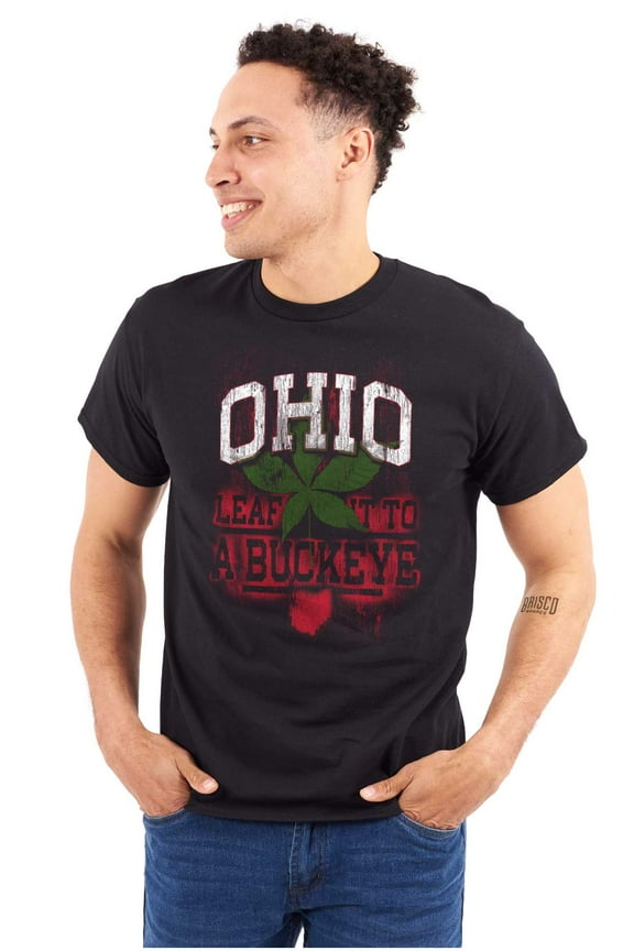 Ohio Stenciled Buckeye Leaf OH Cool Plus Size Crewneck Graphic Tee Shirt Brisco Brands 2X