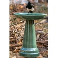 thumbnail image 1 of Birds Choice Ohio Stoneware Weather Resistant Ceramic Clay Pedestal Bird Bath, 22"H x 17"D, Summer Green, 1 of 14