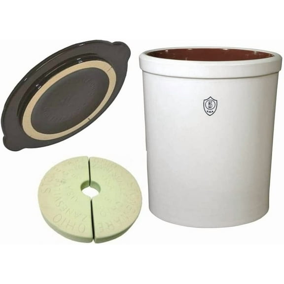 Ohio Stoneware 5 Gallon Fermentation & Preservation Crock - Crock, Lid, Stones