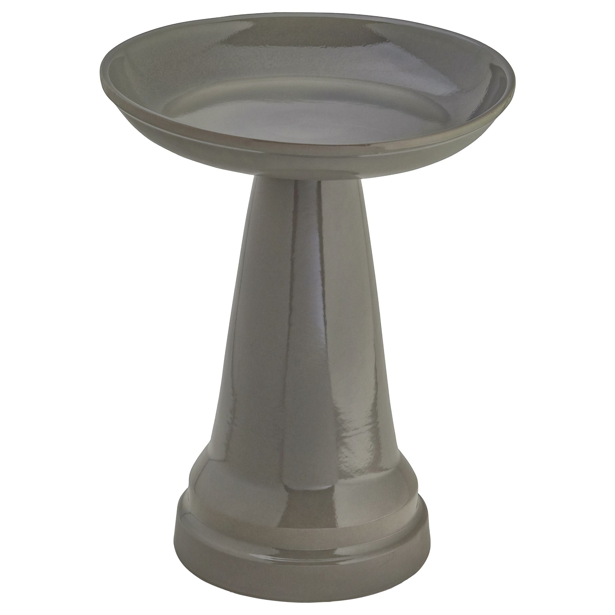 Ohio Stoneware Clay Bird Bath with Locking Top, Gray