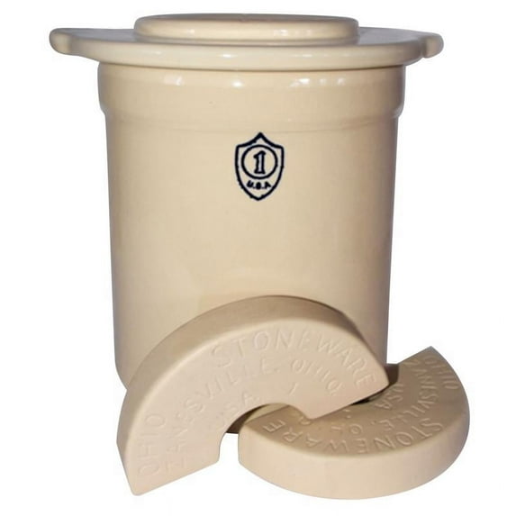 Ohio Stoneware Crock Set - Airtight Stoneware Crock - 3 Piece, 1 Gallon
