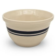 Ohio Stoneware Dominion Mixing Bowl, Stoneware with Food Safe Glaze, Tan with Blue Stripe, 12 inches