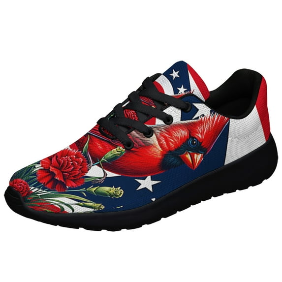 Ohio Stte Cardinal and Scarlet Carnation Flower Shoes Sneakers Black Size 4