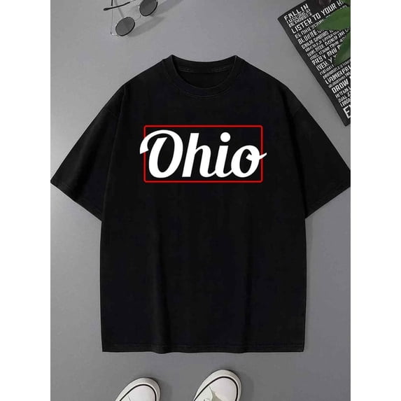 Greenink Ohio Tee men 180G Cotton black Vintage Unisex Shirt Short Sleeve tshirts Original Unisex Shirt Printed tshirts Fashion Unisex Shirt Short Sleeve tshirts Classi