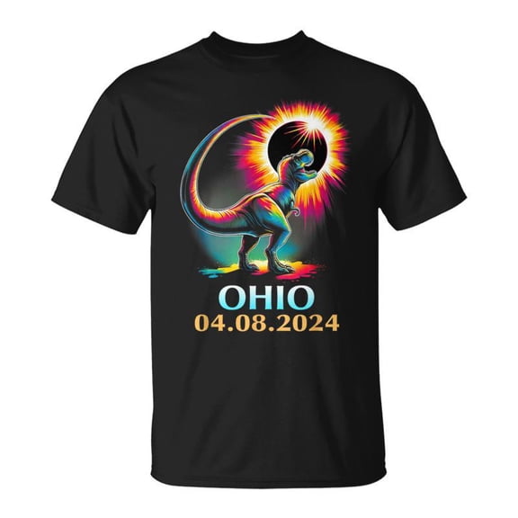 Ohio Totality Total Solar Eclipse 2024 T Rex Dinosaur TShirt