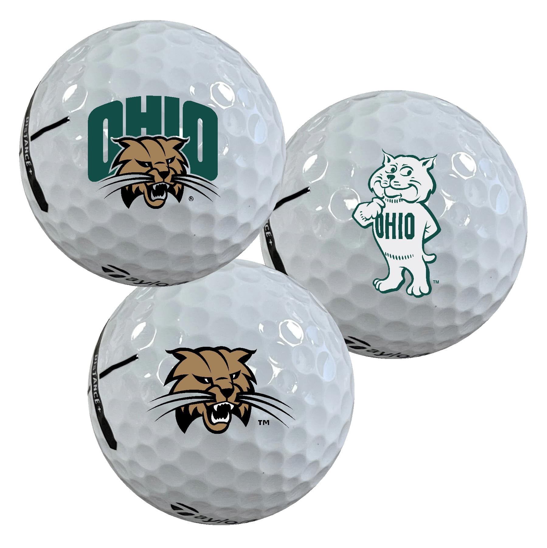 Ohio University Bobcats Logo Edition Taylormade Distance+ Golf Balls 12-Pack (Dozen)
