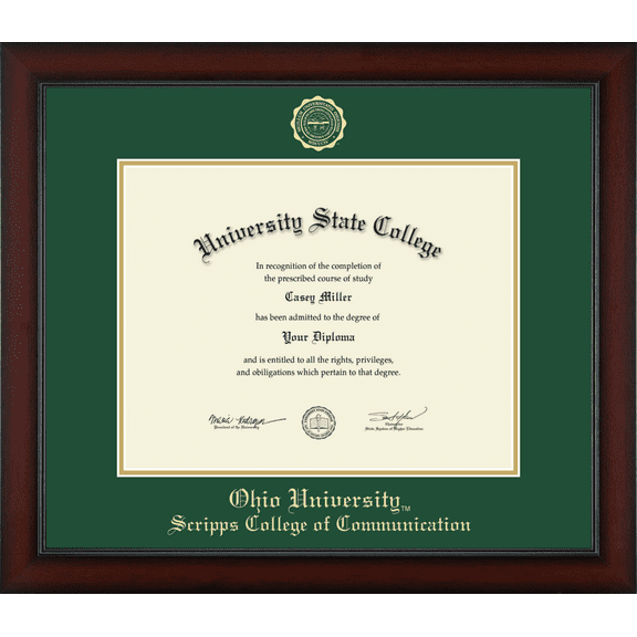 Ohio University Scripps College of Communication Diploma Frame, Document Size 14" x 11"