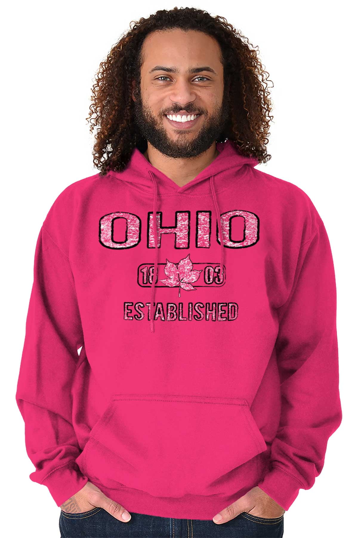 Ohio Vintage Buckeye Leaf Stencil OH Unisex Plus Size Hoodie