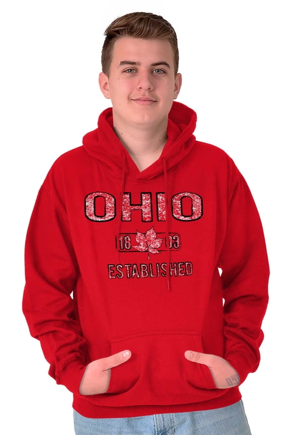 Ohio Vintage Buckeye Leaf Stencil OH Hoodie Sweatshirt Women Men Brisco Brands X