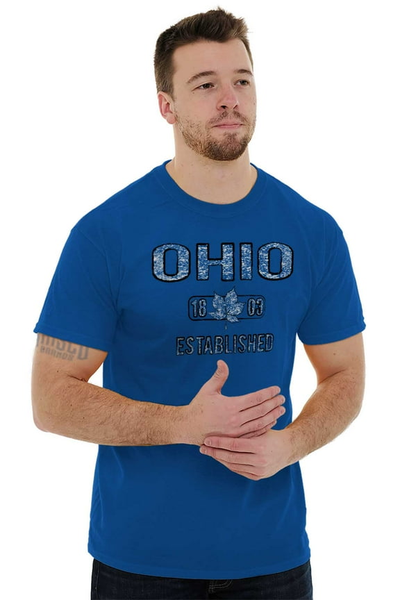 Ohio Vintage Buckeye Leaf Stencil OH Plus Size Crewneck Graphic Tee Shirt Brisco Brands 2X
