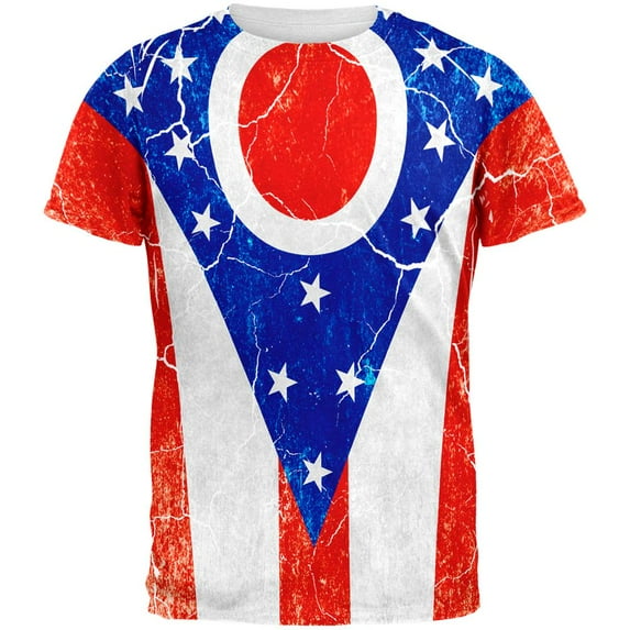 Ohio Vintage Distressed State Flag All Over Mens T Shirt Multi LG