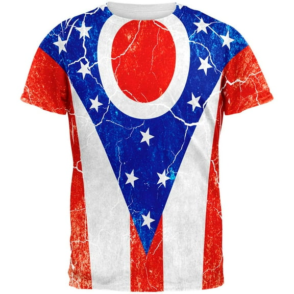 Ohio Vintage Distressed State Flag All Over Mens T Shirt Multi LG