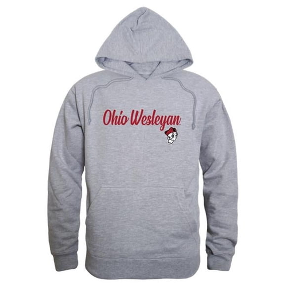 Ohio Wesleyan University Bishops Script Hoodie, Heather Grey - Large