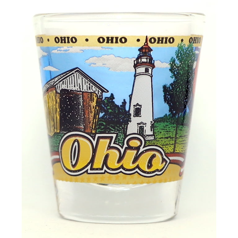 Ohio Souvenir Shot Glass - 2 Oz, Multi-Color Printed Collectible Glass