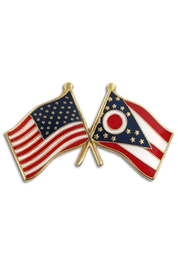 's Ohio and USA Crossed Friendship Flag Enamel Lapel Pin - Great Unisex Gift to Honor Your State and Country