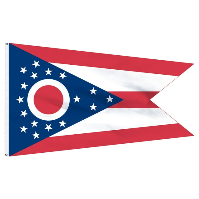 Ohio Flag Nylon-Banner Add Pole Hem Only 3ft x 2ft