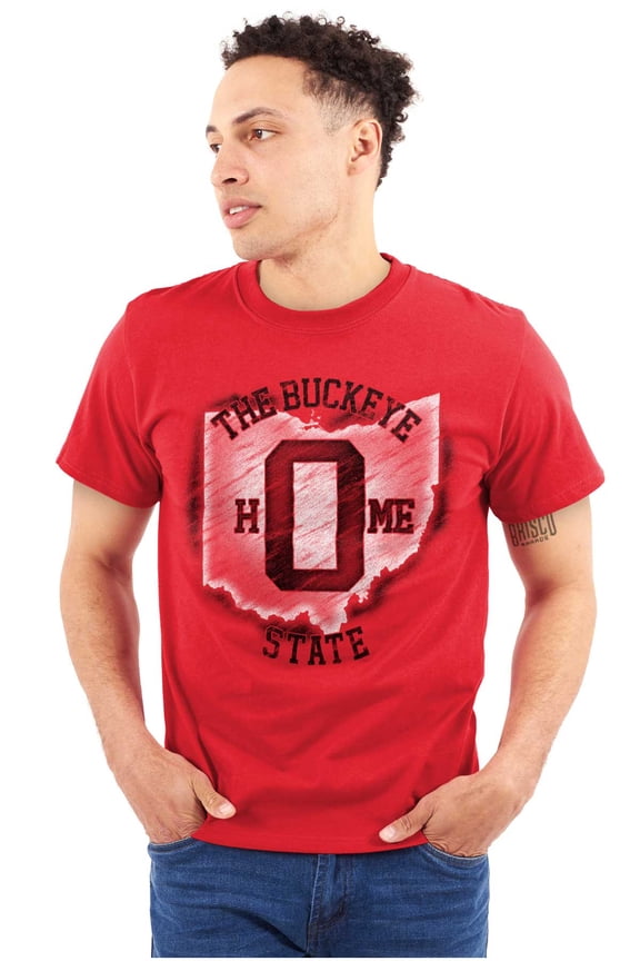 Ohio is Home OH Map Shape Sketch Plus Size Crewneck Graphic Tee Shirt Brisco Brands 2X