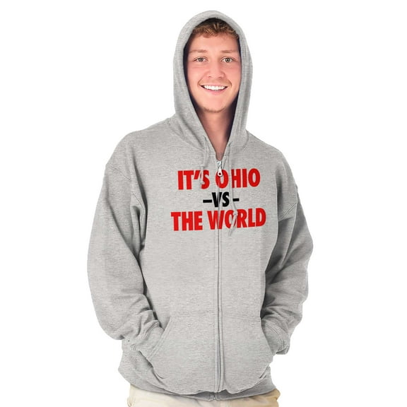 Ohio vs World Motivational OH Pride Unisex Fleece Graphic Zip Up Hoodie Brisco Brands 5X