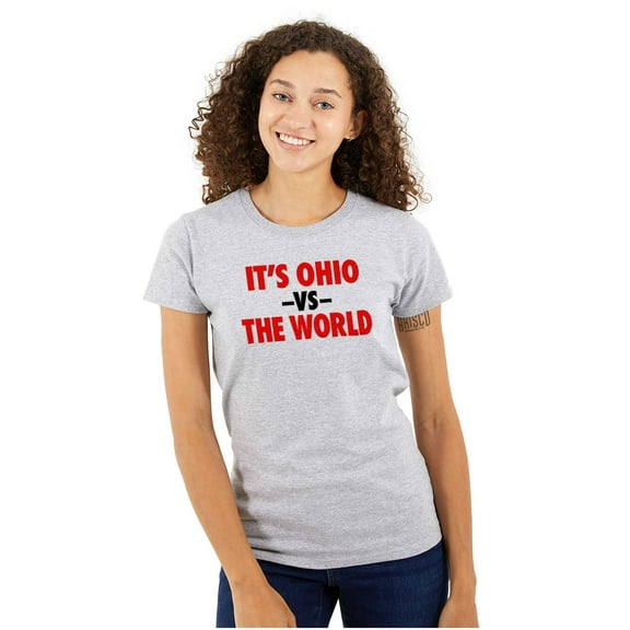 Ohio vs World Motivational OH Pride Womens Fitted Plus Size Graphic Tee Brisco Brands 2X