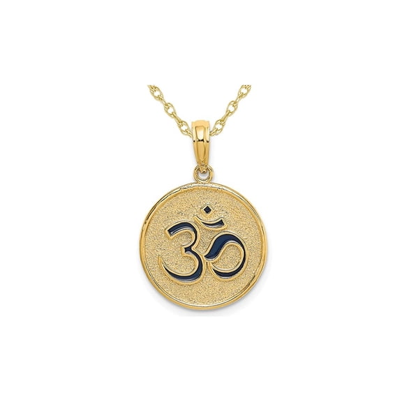 Ohm And Lotcus Flower Reversible Charm Pendant Necklace in 14K Yellow Gold with Chain for Women