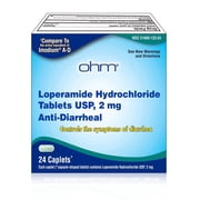 Ohm Anti Diarrheal Caplets 2 mg Loperamide Hydrochloride Diarrhea Relief Caplets (24 Count)
