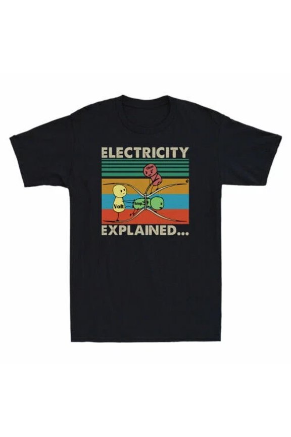 Ohm Volt Ampe Electricity Explained Funny Electrician Nerd Retro Men's T-Shirt