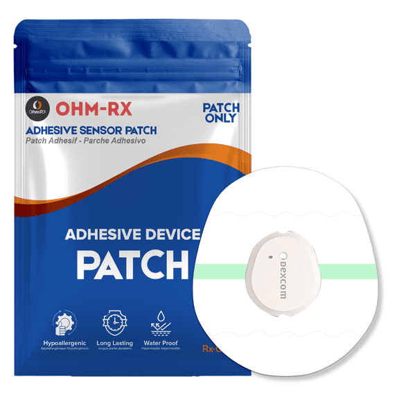 OhmRx Dexcom G7 & Stelo Adhesive Patches – Waterproof, Pre‑Cut Clear Overpatches, 25‑Pack