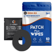 OhmRx Dexcom G7 & Stelo Adhesive Patch + OHM PREP Skin Prep Wipe   Waterproof, Pre Cut Black Patch Combo, 25 Pack