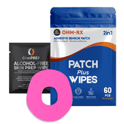 OhmRx Dexcom G7 & Stelo Adhesive Patch + OHM PREP Skin Prep Wipe   Waterproof, Pre Cut Pink Patch Combo, 25 Pack