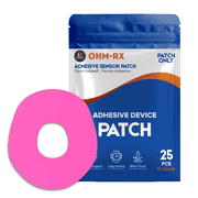 OhmRx Dexcom G7 & Stelo Waterproof Adhesive Patches   Pre Cut, FSA/HSA Eligible, Pink, 25 Pack