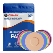 OhmRx Libre 3 & Libre 3 Plus Adhesive Overpatch   Waterproof, Hypoallergenic, Pre Cut Design, 25 Pack Multicolor