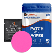 OhmRx Libre 3 & Libre 3 Plus Adhesive Patch + OHM PREP Skin Prep Wipe   Waterproof CGM Overpatch Combo Pack, Hypoallergenic, Pre Cut Design Pink, 2 in 1 Set