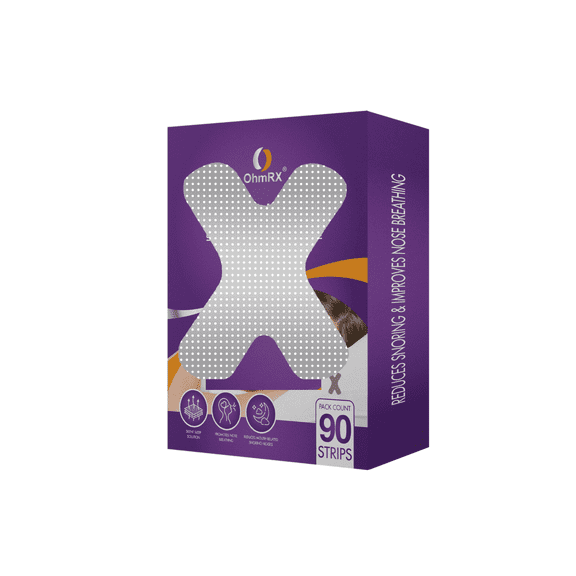 OhmRx Mouth Tape for Nighttime Comfort 90 Count, XShape Strips, Clear