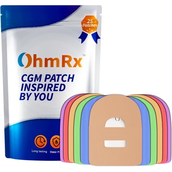 OhmRx Omnipod 5 Adhesive Patches – Waterproof Pre‑Cut Overpatch, Multicolor, 25‑Pack – Compatible with Omnipod 5, Dash & Classic