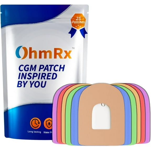 OhmRx Omnipod Adhesive Patches, Waterproof, Pre-Cut, 25-Pack, Multicolor, Large, HSA/FSA Eligible