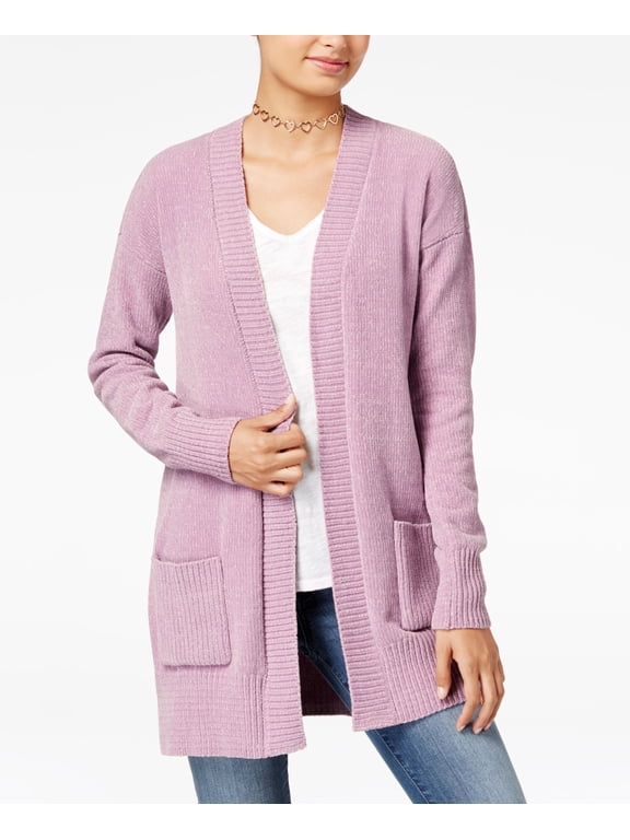 Ohmg Juniors Open Front Chenille Cardigan Dusty Mauve M