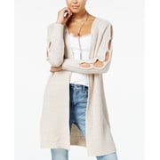 Ohmg Juniors Peekaboo Sleeve Sweater Jacket Off-White Oatmeal L