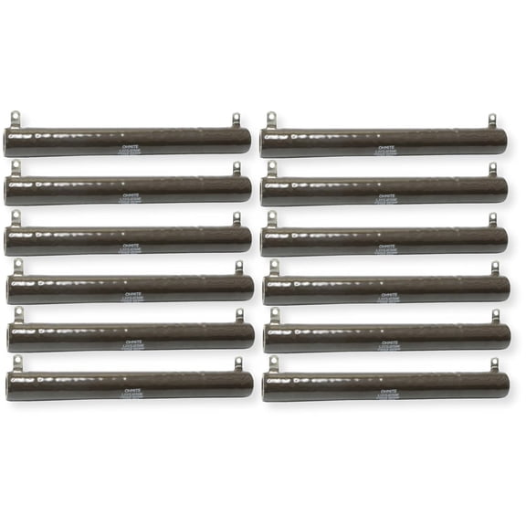 Ohmite L225J250E Pack of 12 Wirewound Tubular Resistors, 225W, 250 Ohms, 4595V Max, 260 TCR, Rugged Vitreous Enamel Coating, All-Welded Construction, for Industrial and Electronic Applications