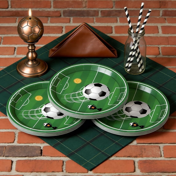 Ohmyroo 10 Football-themed Dinner Plates Paper Plates For Football Parties Sports Ball Patterns Plates Sports Party Supplies