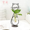 thumbnail image 1 of Ohmyroo 11.22 Inch Metal Cat Silhouette Hydroponic Vase Clear Glass Container For Living Room Decor, 1 of 6