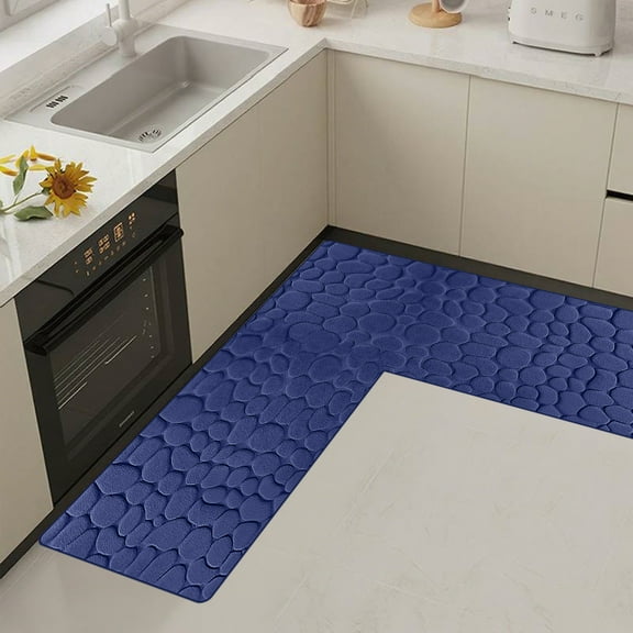 Ohmyroo 120x120cm L-Shaped Corner Kitchen Mat, Heavy-Duty Absorbent and Anti-Fatigue Flooring, Skid-Proof Oil-Resistant Rug for Sink and Counter Areas, Durable Easy Maintenance Home Mat