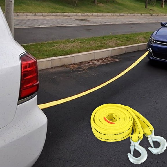 Ohmyroo 13FT Heavy Duty Tow Strap 11000Lb Capacity Reinforced Webbing With Forged Hooks