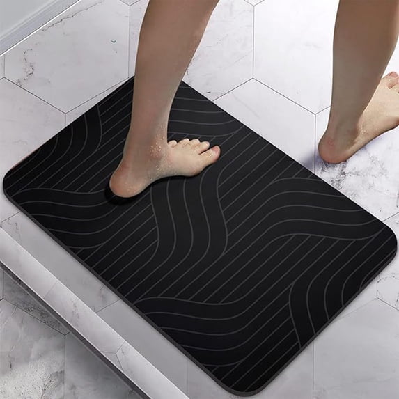 Ohmyroo 16x12 Inch Diatomite Bath Mat Non-Slip Fast-Drying Absorbent Rug Suited to Sink Area
