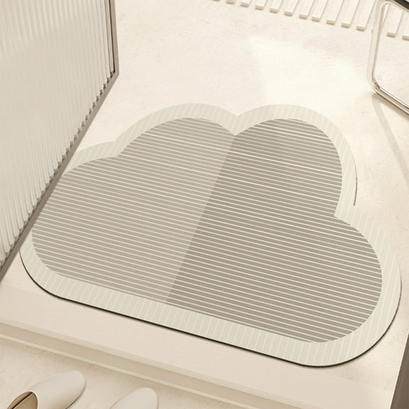Ohmyroo 16x24 Inch Cloud Shape Diatomite Bath Mat Fast Drying Non-Slip Absorbent Shower Rug