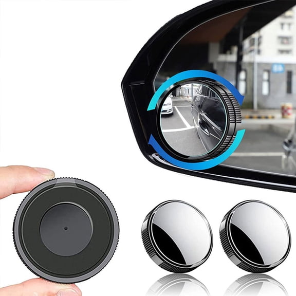 Ohmyroo 2-Piece 360-Degree Adjustable Auto Blind Spot Mirror HD Glass Auxiliary Monitor